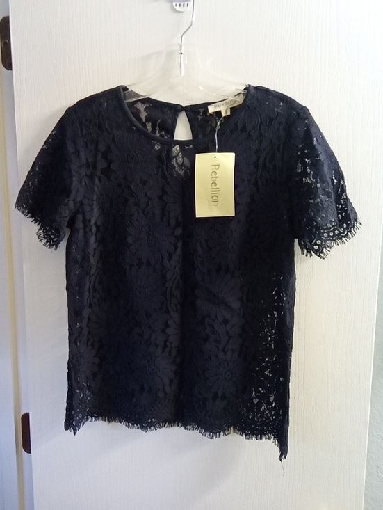 Rebellion Tops - Rebellion Black Floral Lace Short Sleeve Blouse